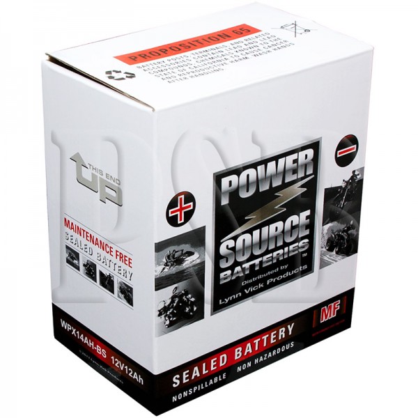 WPX14AH-BS Power Source Sealed AGM Motorcycle Battery for Yuasa YTX14AH